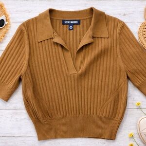 Steve Madden Women's Brown V-Neck Sweater